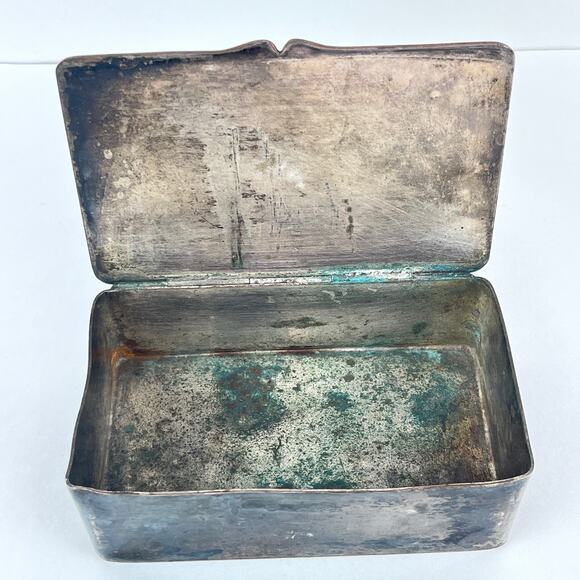 Hand Made Brass Cigarette Box With Hinged Lid - Picture 5 of 8